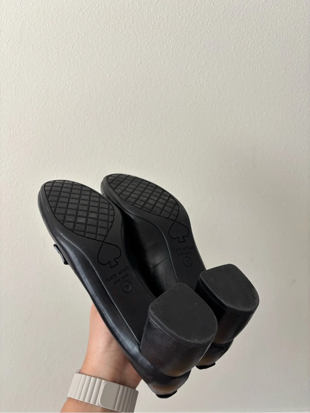 Kate Spade Black Italian Nappa Leather Block Heel Penny Loafers Size 7